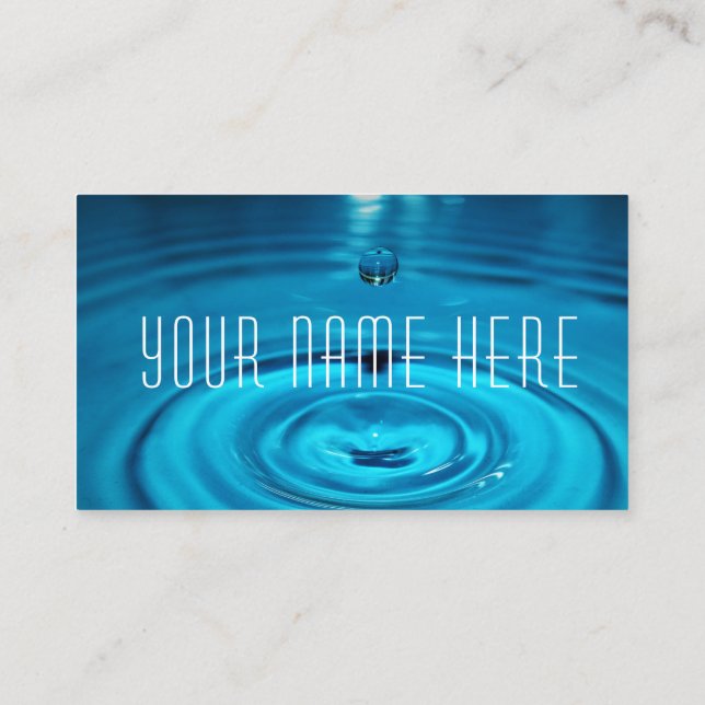 Minimal Water Drop Splash Business Card - Moderne, Visitenkarte (Rückseite)