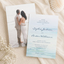 Minimal Watercolor Beach Einladung zur Hochzeit