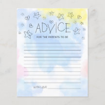 Minimal Watercolor Blue Baby Duschberatungskarte