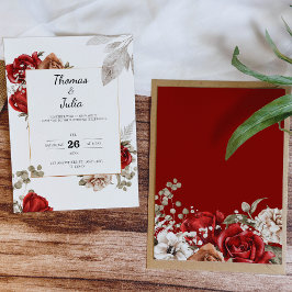 Minimal Watercolor Burgundy Floral Wedding Einladung