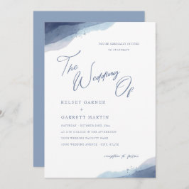 Minimal Watercolor Dusty Blue Calligraphy Wedding Einladung