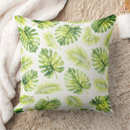 Minimal Watercolor Monstera and Palm Leaves Kissen