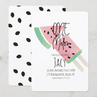 Minimal Watercolor Watermelon Confetti Seeds Einladung