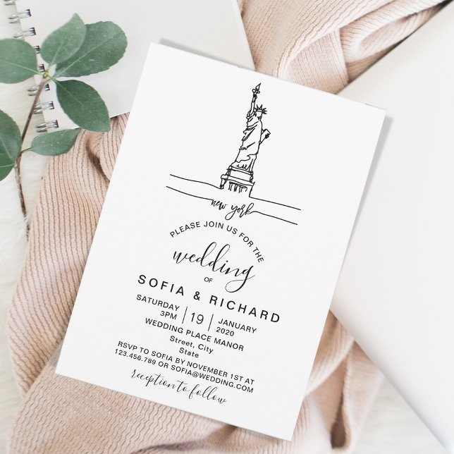 Minimal Wedding Destination NYC NEW YORK LIBERTY Einladung (Von Creator hochgeladen)
