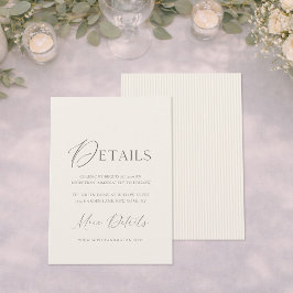 Minimal Wedding Details Card | Neutral Classic Einladung