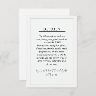 Minimal Wedding Details Enclosure Card Begleitkarte