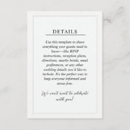 Minimal Wedding Details Enclosure Card Begleitkarte
