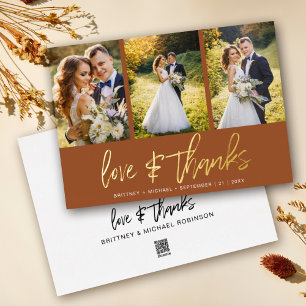 Minimal Wedding Foto Collage Terracotta Vielen Dan Folieneinladung