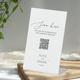 Minimal Wedding Online QR Code Pedestal Sign Sockelschild