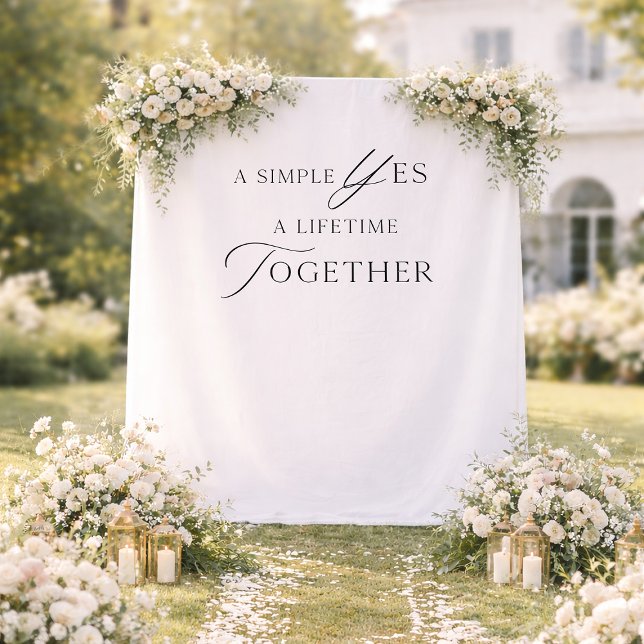 Minimal Wedding Photo Backdrop “A Simple Yes”  Wandteppich (Von Creator hochgeladen)