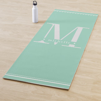 Minimal weiche Aqua & White Monogram Yogamatte