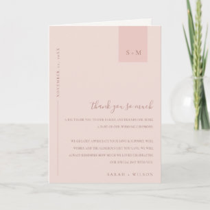 Minimal weiche Pastel Blush Dusky Pink Wedding Dankeskarte