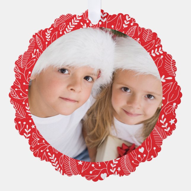 Minimal Weihnachten froh und hell Einfaches Foto Ornament Karte (Vorderseite)