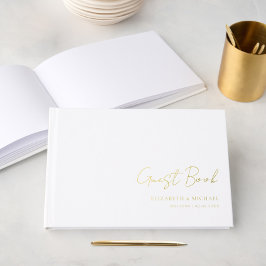 Minimal, weiß, Handschrift, Foil, Hochzeit Gästebuch