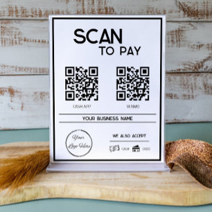 Minimal weiße 2 QR-Codes Business Scan zu zahlen Poster