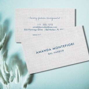 Minimal weiße Linen Textur Moderne Beruflich Visitenkarte