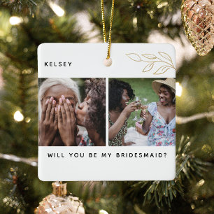 Minimal "Werden Sie meine Bridesmaid? 4 FOTO Keramikornament