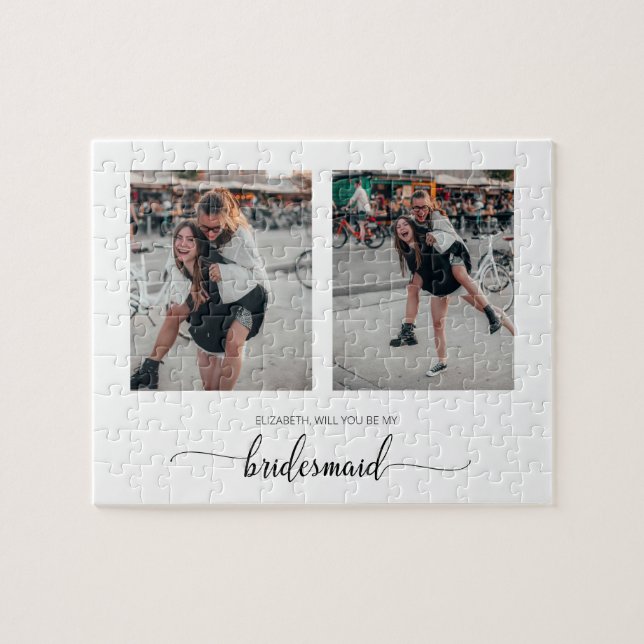Minimal werden Sie meine Bridesmaid zwei Foto sein Puzzle (Horizontal)