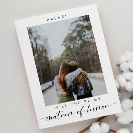 Minimal Werden Sie meine Matron der Ehre Foto Chic Postkarte
