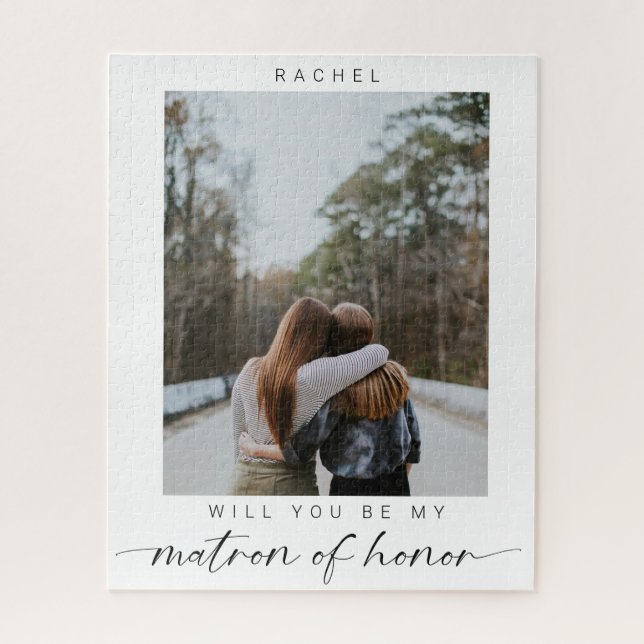Minimal Werden Sie meine Matron der Ehre Foto Chic Puzzle (Vertikal)