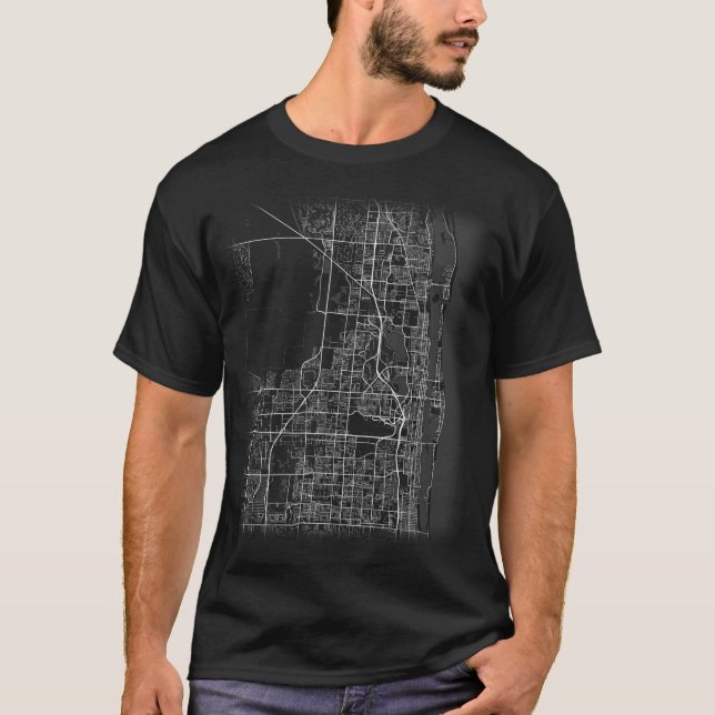 Minimal West Palm Beach City Map (LARGE PRINT) T-Shirt (Vorderseite)