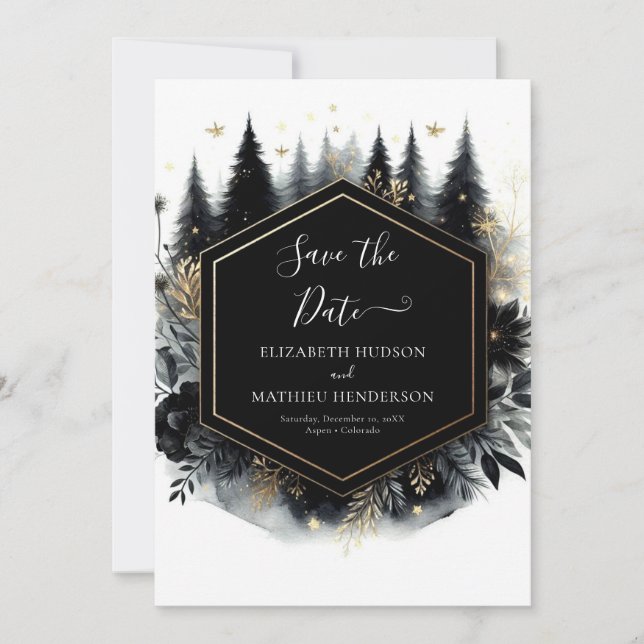 Minimal Whimsical Enchanted Forest Wedding Save The Date (Vorderseite)