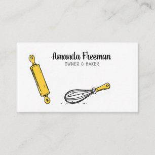 Minimal Whisk & Rolling Button Illustration Backen Visitenkarte