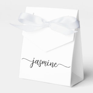 Minimal White Girly Monogram Name Script Geschenkschachtel