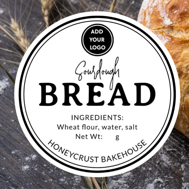 Minimal White Logo Bakery Sourdough Bread Sticker (Von Creator hochgeladen)
