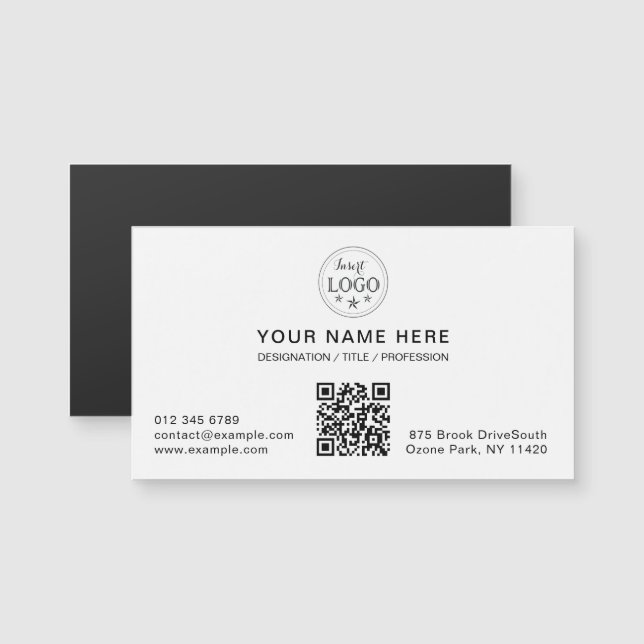 Minimal White Magnetic Card with Your Info Magnetkarte (Vorne/Hinten)