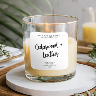 Minimal White Modern Candle Product Label Quadratischer Aufkleber