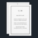 Minimal White Monogram Simple Elegante Wedding Einladung<br><div class="desc">Einfache Hochzeitseinladung mit modernem und elegantem Design mit Ihrem zweistelligen Monogramm oben und Ihren Details umgeben von einer dünnen Grenze. Die Schriftart und Hintergrundfarben können durch Anklicken des Buttons "Anpassen" in beliebig viele Farben geändert werden. Ein elegantes und stilvolles Design,  das sich ideal für ein minimalistisches Paar eignet.</div>