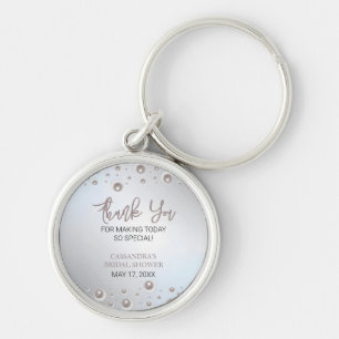 Minimal White Pearl Silver Brautparty Vielen Dank Schlüsselanhänger