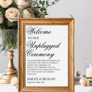 Minimal White Unplugged Zeremonie Hochzeit Poster