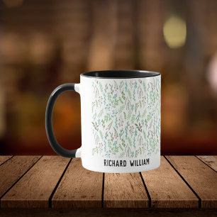 Minimal Wild Blume Elegante Weihnachten Schwarzer  Tasse