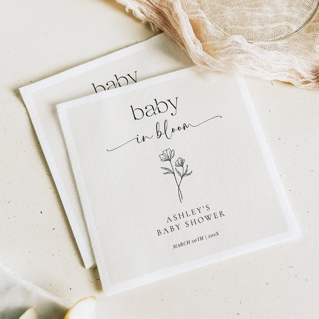 Minimal Wildflower Baby Shower Invitation Serviette (Von Creator hochgeladen)