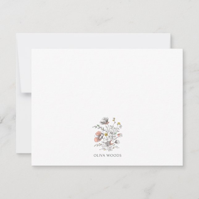Minimal Wildflower Botanical Name Stationery  Mitteilungskarte (Vorderseite)