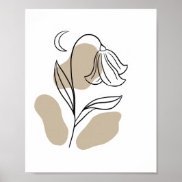 Minimal Wildflower Line Art Boho  Poster