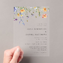 Minimal Wildflower Wedding Acryleinladungen