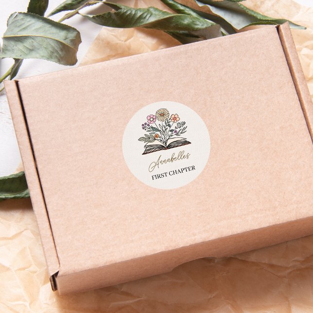 Minimal Wildflower Whimsical Story Book Themed  Runder Aufkleber (Von Creator hochgeladen)