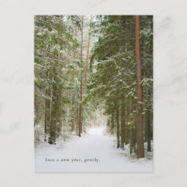 Minimal Winter Forest Path, New Year Feiertagspostkarte