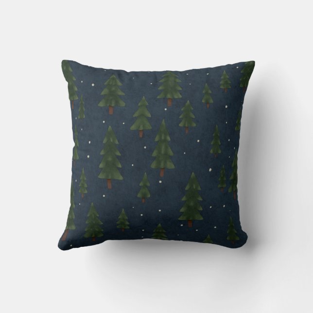 Minimal Winter Pine Tree Pattern Throw Pillow Kissen (Rückseite)