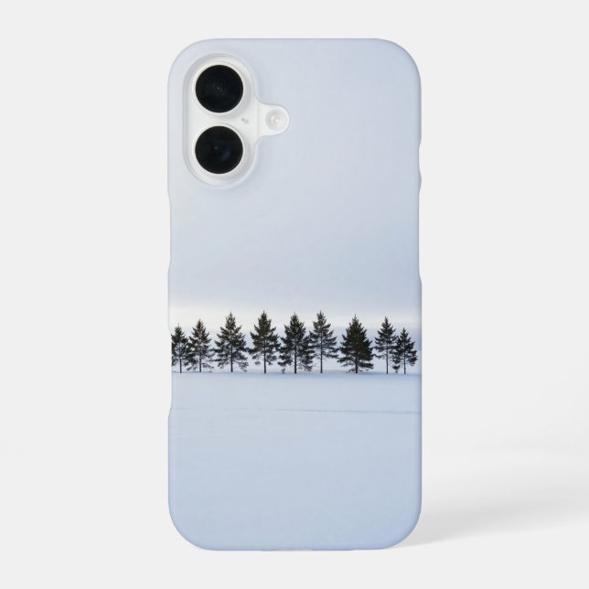 Minimal Winter Tiny Trees White Phone Case iPhone 16 Hülle (Rückseite)