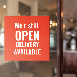 Minimal wir sind noch offen Red Window Cling Fensteraufkleber