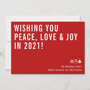 Minimal wünschen Frieden Liebe Joy 2021 Neujahr Feiertagskarte