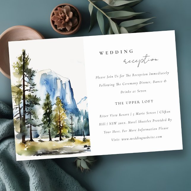 Minimal Yosemite Nationalpark Hochzeit Empfang Begleitkarte (Von Creator hochgeladen)