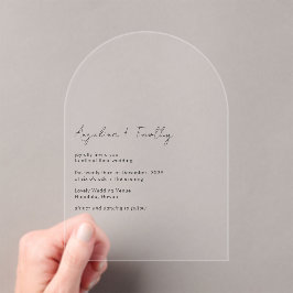 Minimal zeitgenössische Moderne Elegante Hochzeit Acryleinladungen