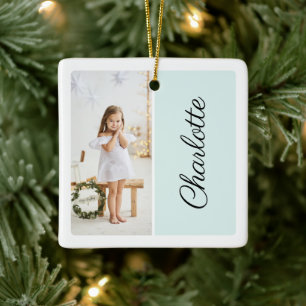 Minimal zwei Foto, benutzerdefinierter Name Minze  Keramikornament