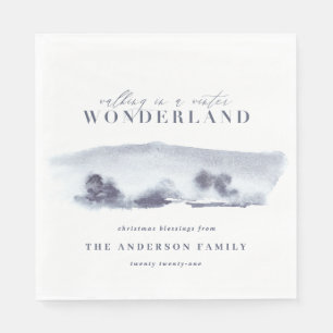 Minimalblau abstrakte Aquarellfarben Weihnachten P Serviette