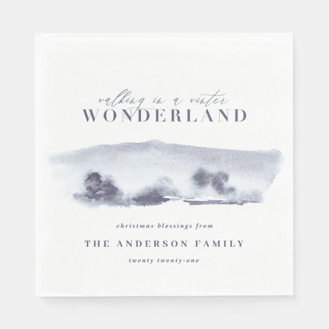 Minimalblau abstrakte Aquarellfarben Weihnachten P Serviette (Vorderseite)